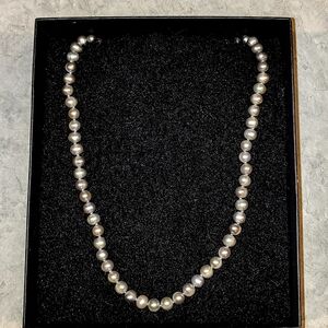 VINTAGE JAPANESE AKOYA SILVER PINK PEARL NECKLACE 18" 925 SILVER STRAND 7.5-8mm